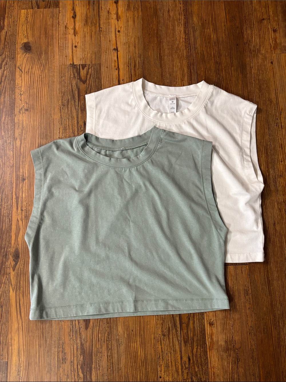 90 Degree Sleeveless Boxy Crop Tank Bundle — Sage Green & White